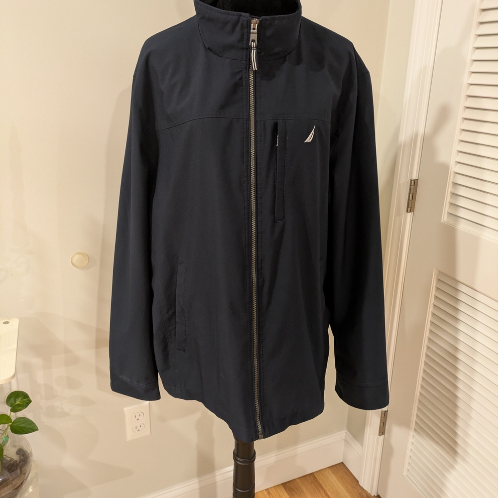 Nautica Men's Navy Jacket Full Zip Water Resistant Active Stretch Wind Resistant